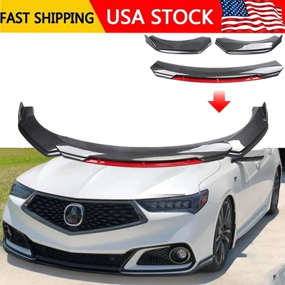 Carbon Fiber Red Front Bumper Lip/ Spoiler Splitter Kits For Acura TLX A-Spec - Imagem 1 de 4