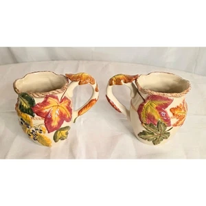 Pair of Vintage BICO China Ceramic Mugs Autumn Leaf Design - Picture 1 of 5