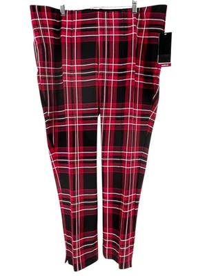 Slim Factor by Investments Women's Ankle Pants 2X Red Plaid Stretch Pull-On NWT - Image 1 of 4