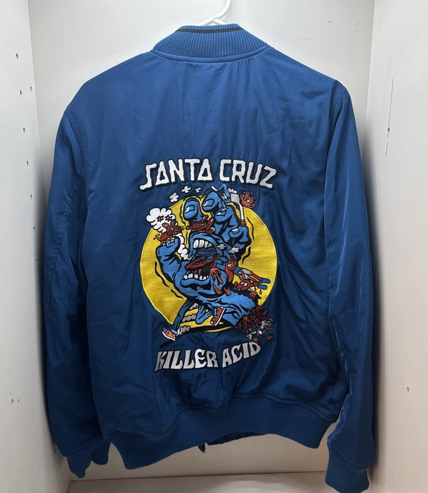 Santa Cruz x Killer Acid Embroidered Bomber Full Zip Blue Jacket - Size Small - Image 1 of 4