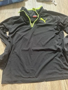 Puma Black and Green Quarter Zip Pullover Kids Size Small - Picture 1 of 1