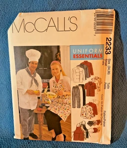 McCalls Pattern Uniform Apron Jacket Hat Shirt Pants  Sz Sm 34 36 Uncut 2233 MAP - Picture 1 of 4