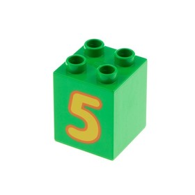 1x Lego Duplo Motiv Bau Stein 2x2x2 hell gr&uuml;n Nummer 5 gelb 10558 31110pb077