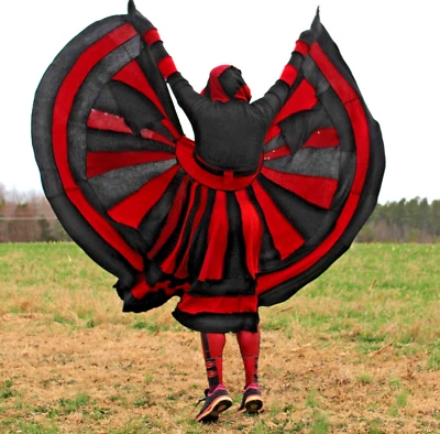 Переработанный свитер пальто красный черный темный капюшон эльфийская фея Пикси средний Katwise стиль - Изображение 1 из 4