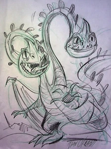 DreamWorks Dragons Riders of Berk FIRMADO DAN KUBAT Dibujado a Mano Arte de Personajes - Imagen 1 de 2