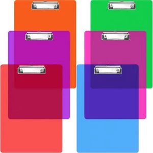 6Pack Multi Color Plastic Clipboards Clip Boards with Low Profile Clip12.5''x9'' - Picture 1 of 7