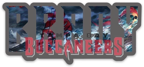 Tampa Bay Buccaneers BRADY Pirate Ship Logo type Die-Cut MAGNET Cover