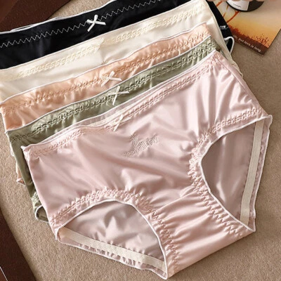5 Pack Lot Sexy Womens Smooth Satin Panties Underwear Lingeries Briefs Bikinis - Image 1 of 4