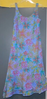 VESTIDO DE COLECCIÓN PRODUCTOS FRESCOS AÑOS 90 CON VOLANTES DOBLADILLO ASIMÉTRICO MIDI MAXI HECHO EN EE. UU. S Foto 1 de 4