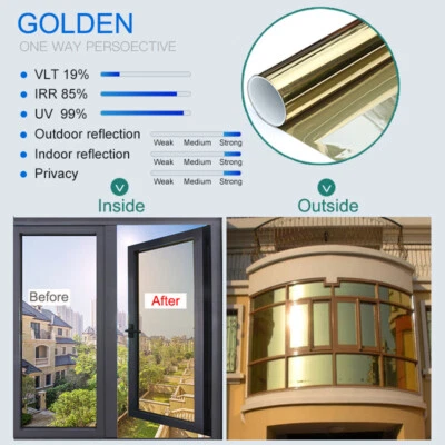 Pellicola Specchio Privacy Visione Unidirezionale Fogli Finestra Casa Edificio Tinta Riflettente - Immagine 1 di 4