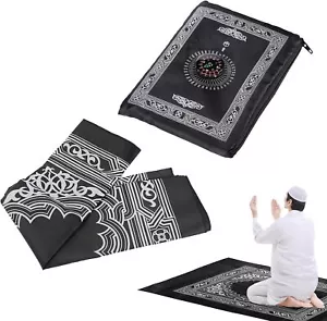 Pocket Travel Prayer Mat - With Qibla Compass in Zip Pouch Ja Namaz Kabba Muslim - Picture 1 of 17