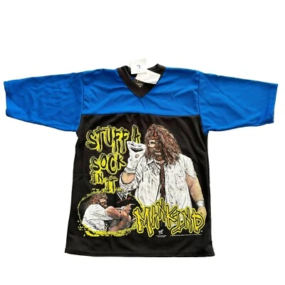 Camiseta Jersey De Colección WWF 1999 Mankind Talk To The Sock Lucha Malla Nueva Con Etiquetas Niños L Foto 1 de 4