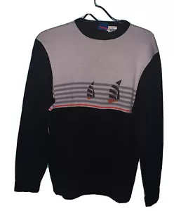 Vintage 80s Ocean Pacific Sweater Mens M Long Sleeve Sailing Sailboat Hong Kong - Picture 1 of 6