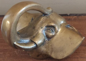 Vintage Brass Elephant Foot Rest Rail Bracket Bar Foot Rail - Picture 1 of 7