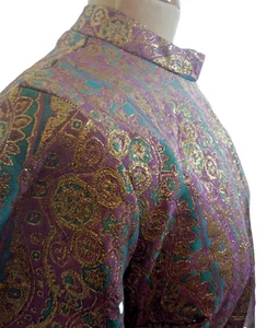 Morphita Label Brocade Psychedelic 1960's Tunic Top Retro Vintage Waist Belt 60s - Picture 1 of 19
