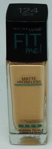 1 Maybelline FIT ME Matte + Poreless Liquid Foundation 1 fl oz  SOFT SAND #124  - Picture 1 of 1