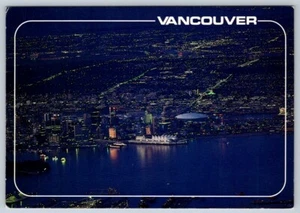Postal aérea nocturna desde Grouse Mountain Vancouver BC 1990, eslogan cancelar - Imagen 1 de 2
