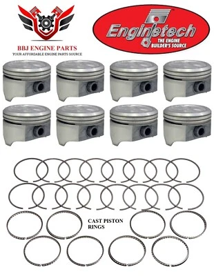 Chevrolet GMC 350 5.7 1967-1995 (8) Enginetech Dish Top Pistons - Piston Rings  - Image 1 of 4
