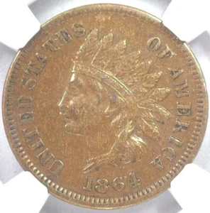 1864 L Bronze Indian Cent 1C NGC XF45BN zertifiziert starke Details schokoladenbraun - Bild 1 von 4