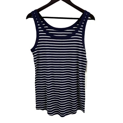 Camiseta sin mangas Caslon azul a rayas talla grande nueva Foto 1 de 4