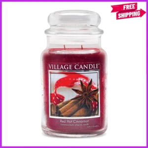 Village Candle Red Hot Cinnamon Large Glass Apothecary Jar Scented Candle - Picture 1 of 4