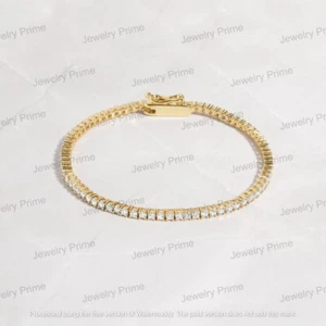 7Ct Round Cut VVS1/D Diamond Women's Tennis Bracelet 18k Yellow Gold Plated 7" - Picture 1 of 10