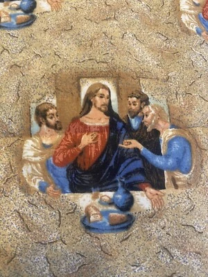 NUEVO Edredón Cristiano Algodón Tela Artesanal Jesús ÚLTIMA CENA 72" X 44" DOS YARDAS Foto 1 de 4