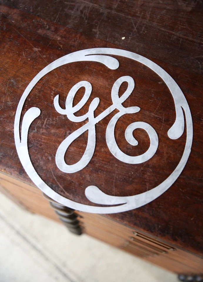 Ventilador General Electric de colección plantilla de letrero industrial insignia motor pantalla GE Foto 1 de 4