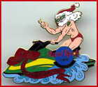 Hard Rock Cafe SYDNEY 2001 CHRISTMAS PIN Sexy SANTA Riding Jet-Ski - HRC #16698