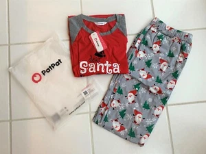 PatPat Holiday Weihnachten Pyjama Set Dear Santa Print Rot Grau Herren L Brandneu - Bild 1 von 4