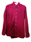 RALPH LAUREN men's size M button down shirt red cotton long sleeves