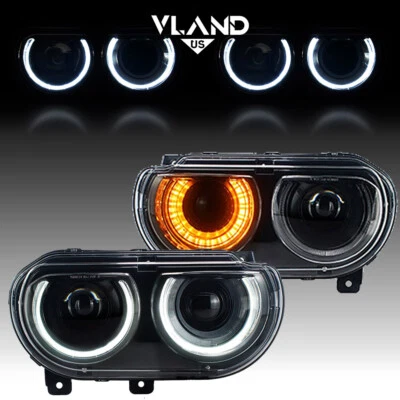Par de faros delanteros DRL para Dodge Challenger 2008-2014 VLAND DIESTRO+IZQUIERDO Foto 1 de 4