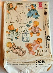 1961 McCall #6214 Infant Baby Layette Pattern Christening Dress Blue Transfer  - Picture 1 of 8