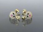 2Ct Round Lab Created Diamond 14K Yellow Gold Plated Cluster Teddy Bear Earrings
