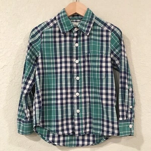The Children's Place Boys Sz XS 4 Shirt Blue Plaid Button Up 100% Cotton Preppy - Picture 1 of 9