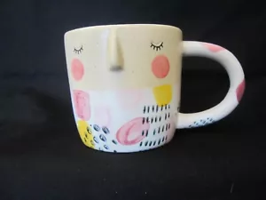 Anthropologie Coffee Tea Mug Fotini Tikkou Visage 3D Face Shapes and Dots - Picture 1 of 5