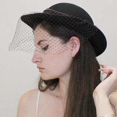 Vintage 60s 100% Wool Doeskin Hat by Junior Seasons Ribbon Birdcage Veil Hat - Image 1 of 4