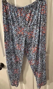 Hue Women’s Size XXL Blue Peach Floral Sleep Pants Cotton/Rayon Knit EUC - Picture 1 of 9