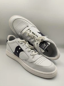 Saucony Unisex Jazz Court PU Shoes White/Navy Blue Size Mens 12 - Picture 1 of 7