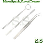 Dental Kit Set of 3 Mirror,Spatula,Curved Tweezer