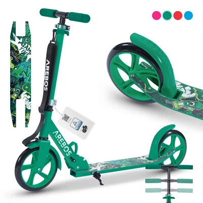 AREBOS Tretroller Kickroller Cityroller Kinderroller Erwachsene Scooter Grün - Bild 1 von 4