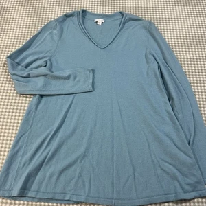 J Jill V-neck Merino Wool Sweater Woman’s Med Turquoise Lightweight  Workwear - Picture 1 of 7