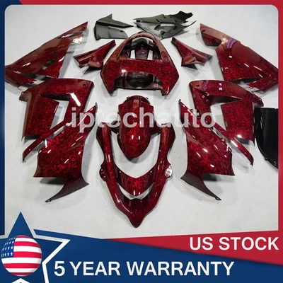 Red Forged Carbon Fiber Fairing Body Kit For Kawasaki Ninja ZX-10R 2004 2005 US - Изображение 1 из 4