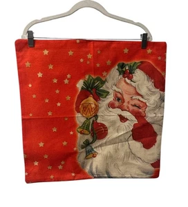 Christmas Pillow COVER 19.5 x 19.5 Vintage Style Santa NWOT Holidays (1192) - Picture 1 of 4