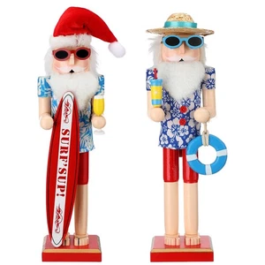 15 Zoll Weihnachten Nussknacker Holz Sommer Hawaii Surfer Santa Nutcracker Fig... - Bild 1 von 6