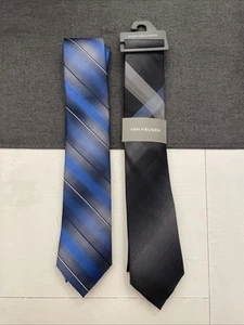 Van Heusen 100 % Seide Herren Krawatten Krawatten Mehrfarbig Menge 2-Neu mit Etikett - Bild 1 von 6