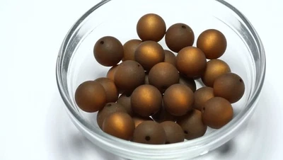 25 Stk. Polarisperlen, matt, 14 mm, dunkelbraun - Bild 1 von 2