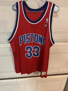 90s Vintage Champion Grant Hill Mens 48 L Detroit Pistons NBA Jersey - Picture 1 of 4