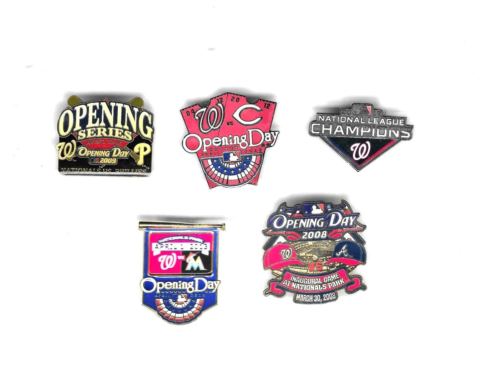 Washington Nationals Opening Day & NL Champs MLB Baseball 5 Pin Set - Image 1 of 1