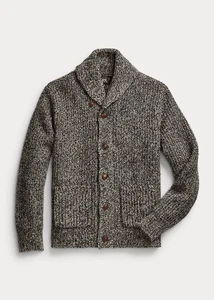 RRL Ralph Lauren Marled Knit Shawl Cardigan, XL, New w/ tag, Black & Cream - Picture 1 of 9